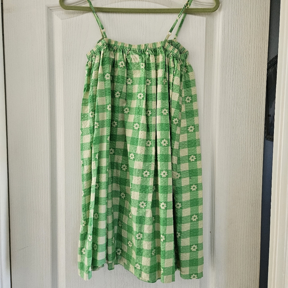 Collusion Green Checkered Mini Dress